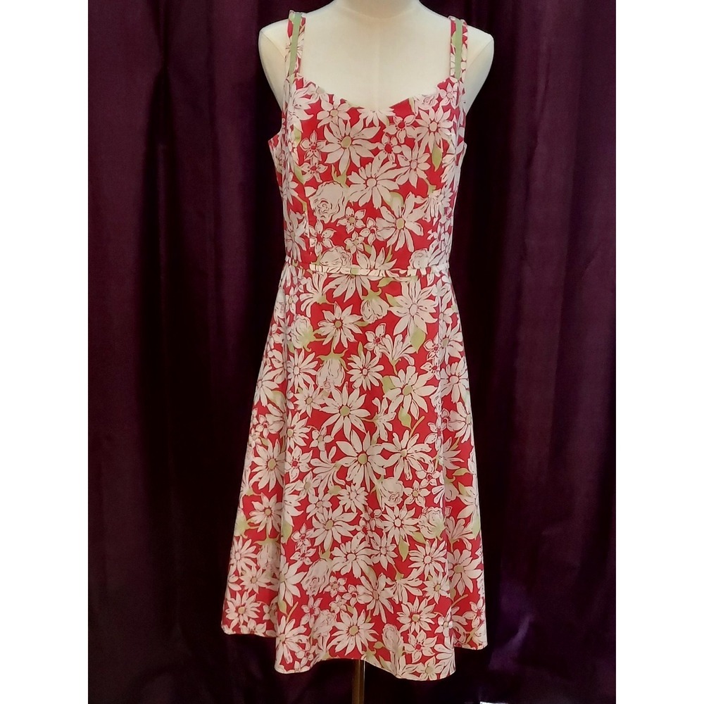 Talbots Dress Size 8 Flora  Fit Flare Sleeveless Pink Pleated Pockets EUC Easter